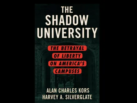 Book cover of "The Shadow University: The Betrayal of Liberty on America's Campuses" by Alan Charles Kors and Harvey Silverglate
